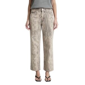 AMO Billie Snakeskin Wide Leg Crop Jeans  Womens Size 27 Edgy Urban Boho Chic